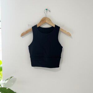 Lululemon Longline Black Ribbed Sports Bra Size 2